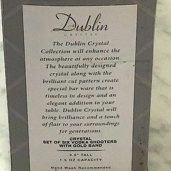 GODINGER DUBLIN CRYSTAL VODKA SHOOTERS GOLD TRIM SET OF 6 - Picture 8 of 8